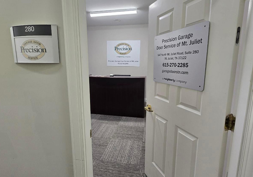 Precision Garage Door Service of Mt. Juliet entrance sign